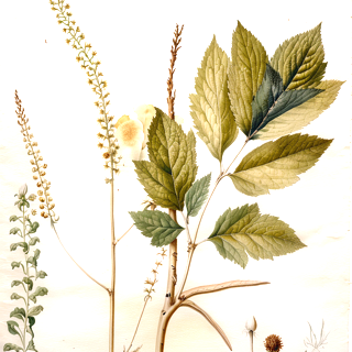 Ilustración botánica de Cimicifuga racemosa