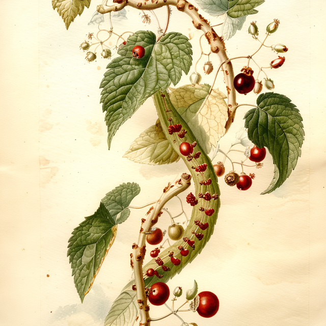 Ilustración botánica de Cissus verticillata