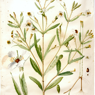 Ilustración botánica de Muña de Bolivia