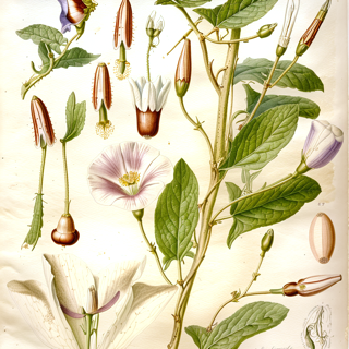 Ilustración botánica de Convolvulus arvensis