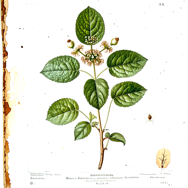 Ilustración botánica de Dorstenia contrajerva