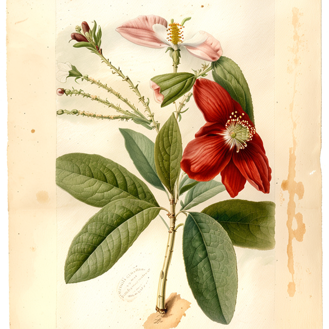 Ilustración botánica de Himatanthus sucuuba
