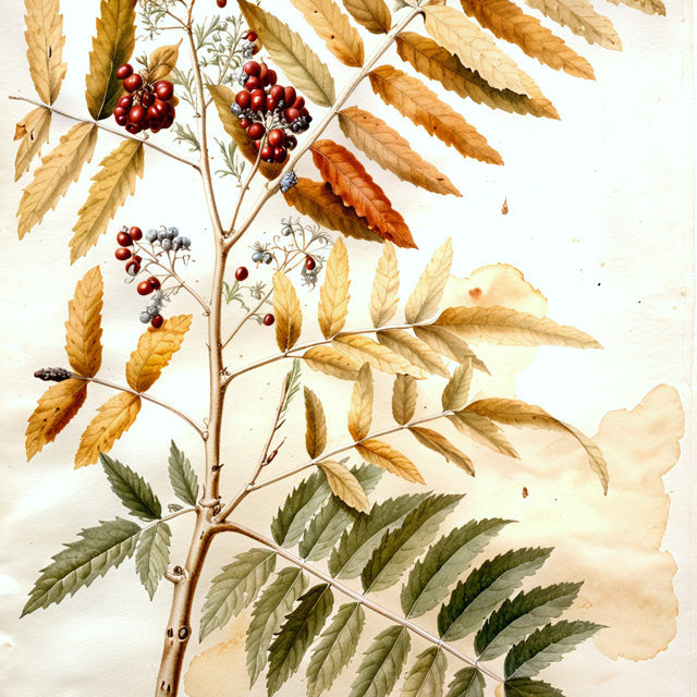Ilustración botánica de Schinus dependens